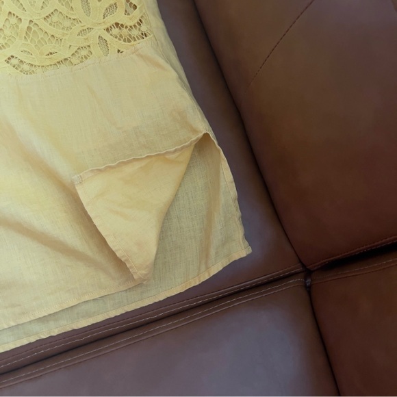 Chico’s Women’s 100% Linen Lace Yellow Mustard Tunic Top Blouse Shirt Sz 3 XL/16 - Picture 14 of 16